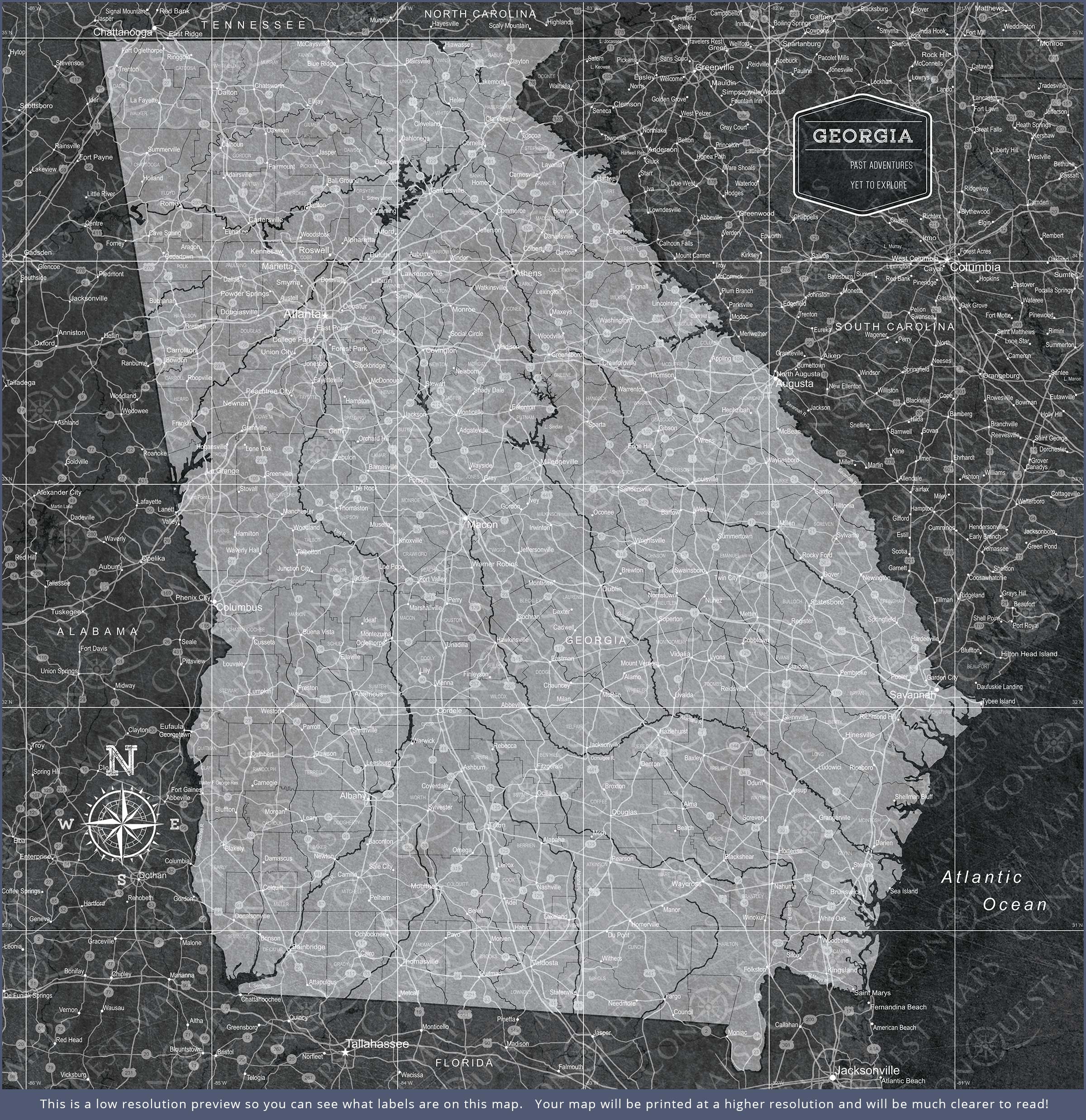 Georgia Map Poster - Modern Slate CM Poster