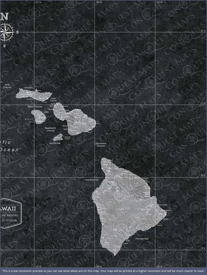 Push Pin Hawaii Map (Pin Board) - Modern Slate CM Pin Board