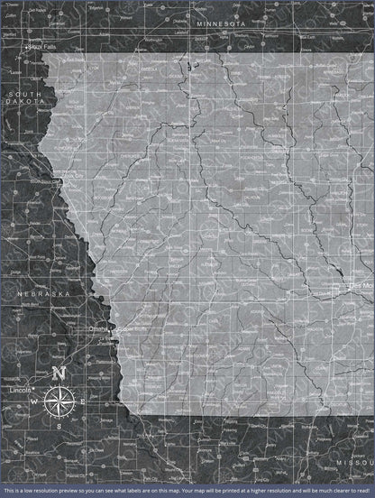 Iowa Map Poster - Modern Slate CM Poster