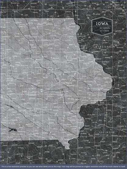 Iowa Map Poster - Modern Slate CM Poster