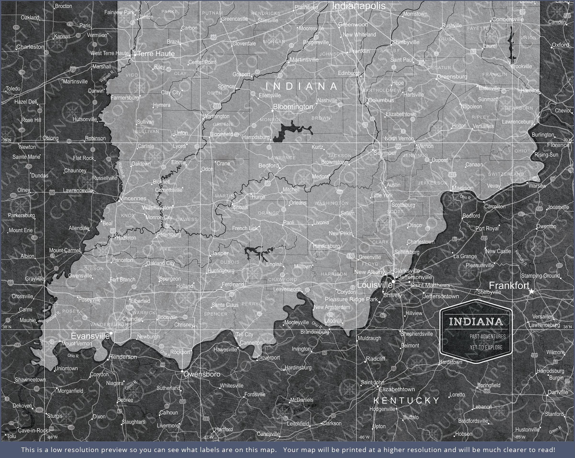 Indiana Map Poster - Modern Slate CM Poster