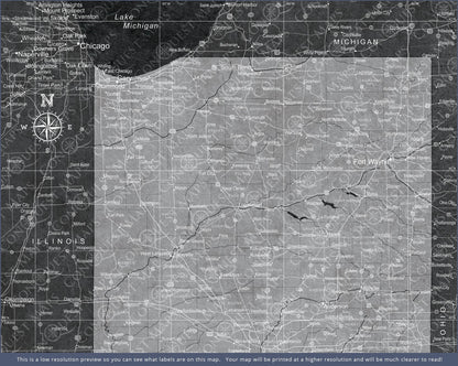 Push Pin Indiana Map (Pin Board) - Modern Slate CM Pin Board