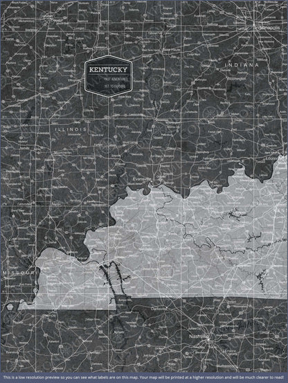 Kentucky Map Poster - Modern Slate CM Poster