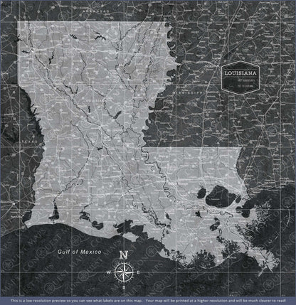 Louisiana Map Poster - Modern Slate CM Poster