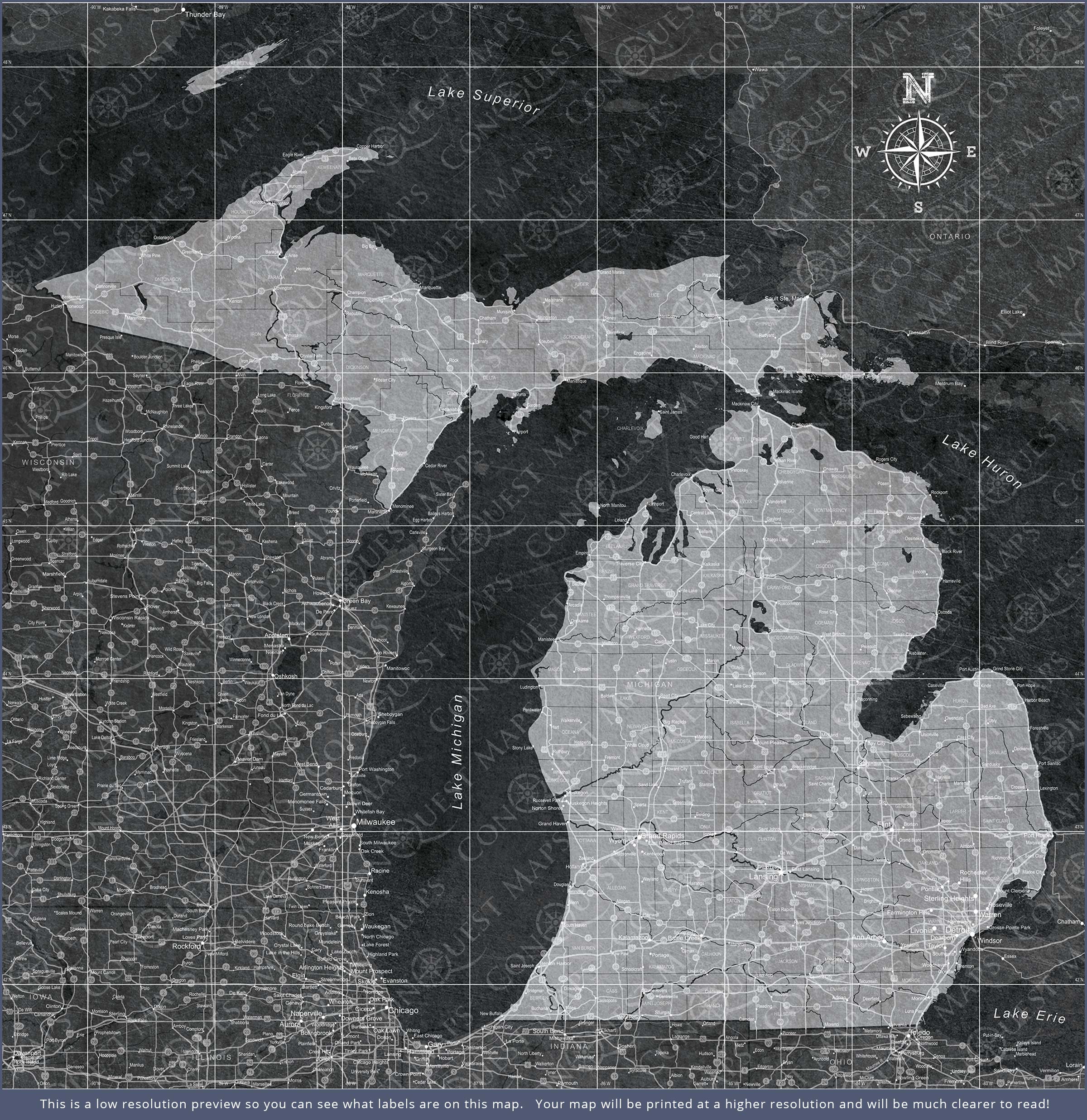 Push Pin Michigan Map (Pin Board) - Modern Slate CM Pin Board