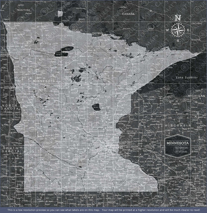 Push Pin Minnesota Map (Pin Board) - Modern Slate CM Pin Board