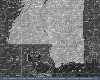 Mississippi Map Poster - Modern Slate CM Poster