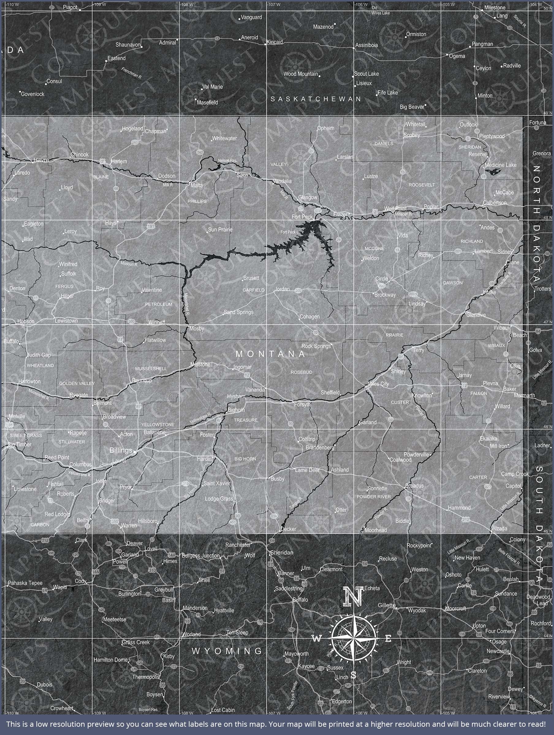 Montana Map Poster - Modern Slate CM Poster