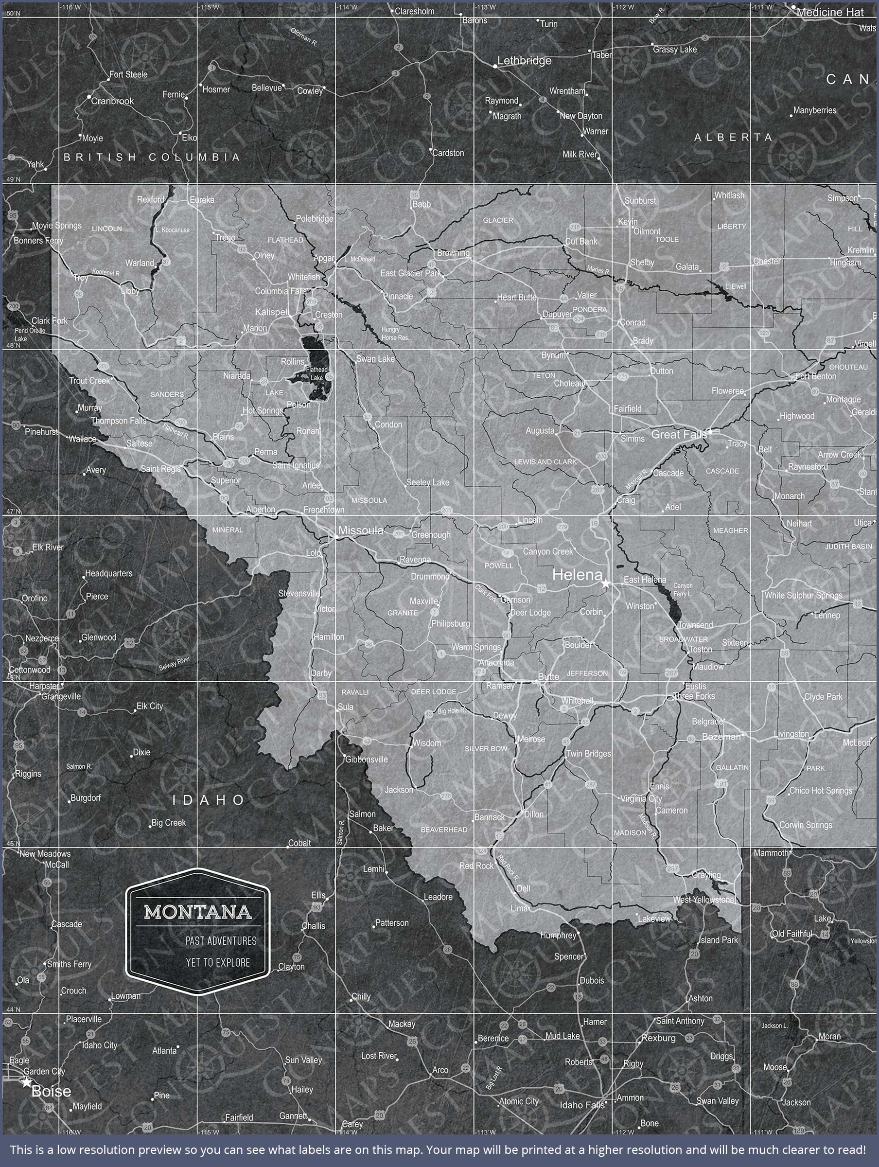 Push Pin Montana Map (Pin Board) - Modern Slate CM Pin Board