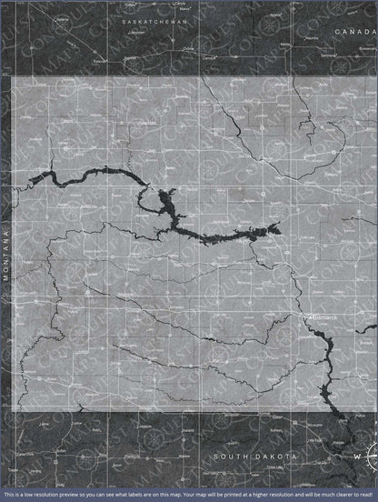 North Dakota Map Poster - Modern Slate CM Poster