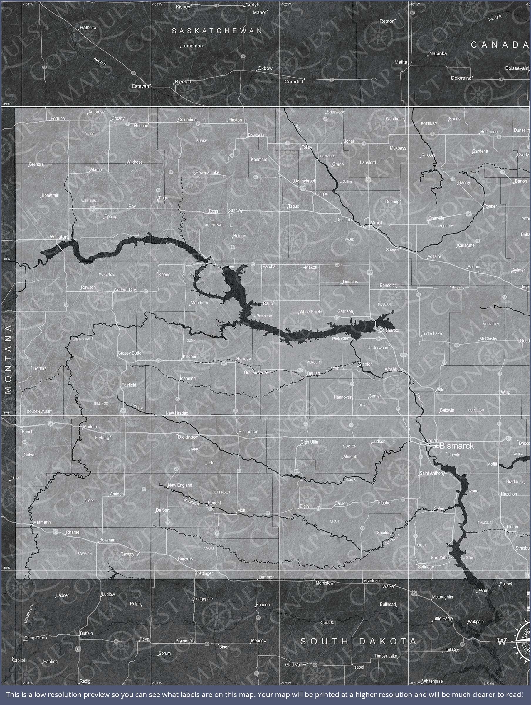 Push Pin North Dakota Map (Pin Board) - Modern Slate CM Pin Board