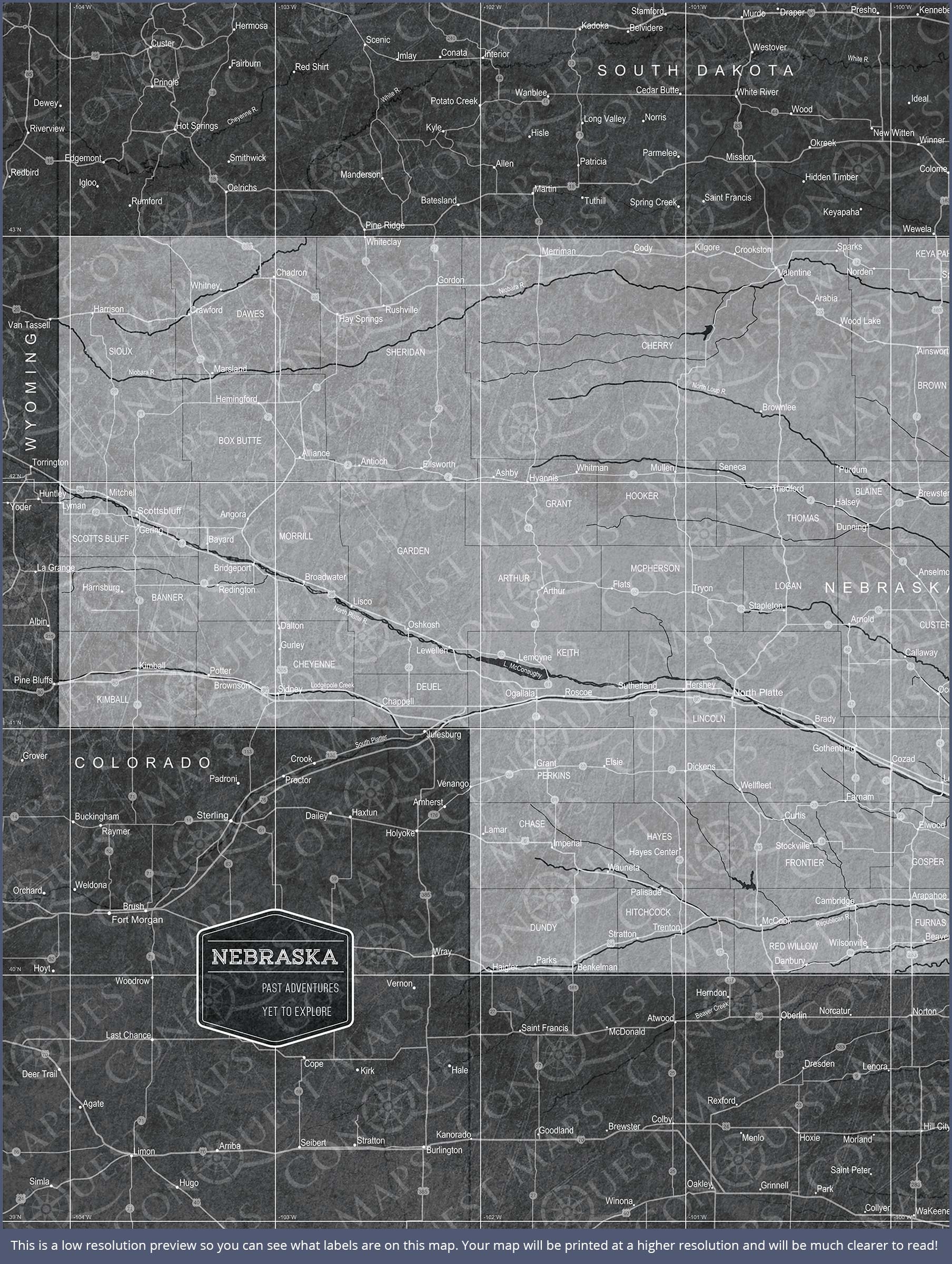 Push Pin Nebraska Map (Pin Board) - Modern Slate CM Pin Board