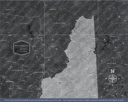 New Hampshire Map Poster - Modern Slate CM Poster