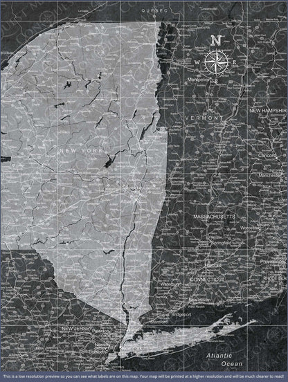 New York Map Poster - Modern Slate CM Poster