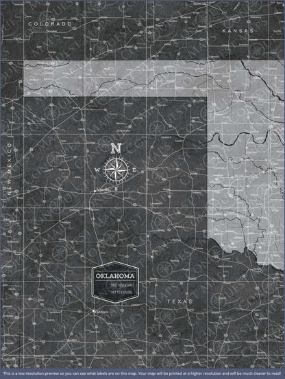 Oklahoma Map Poster - Modern Slate CM Poster