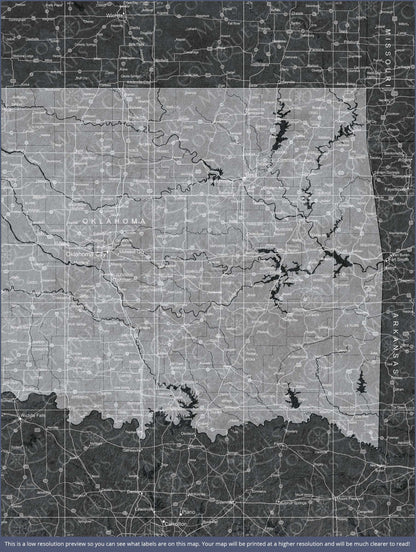 Oklahoma Map Poster - Modern Slate CM Poster