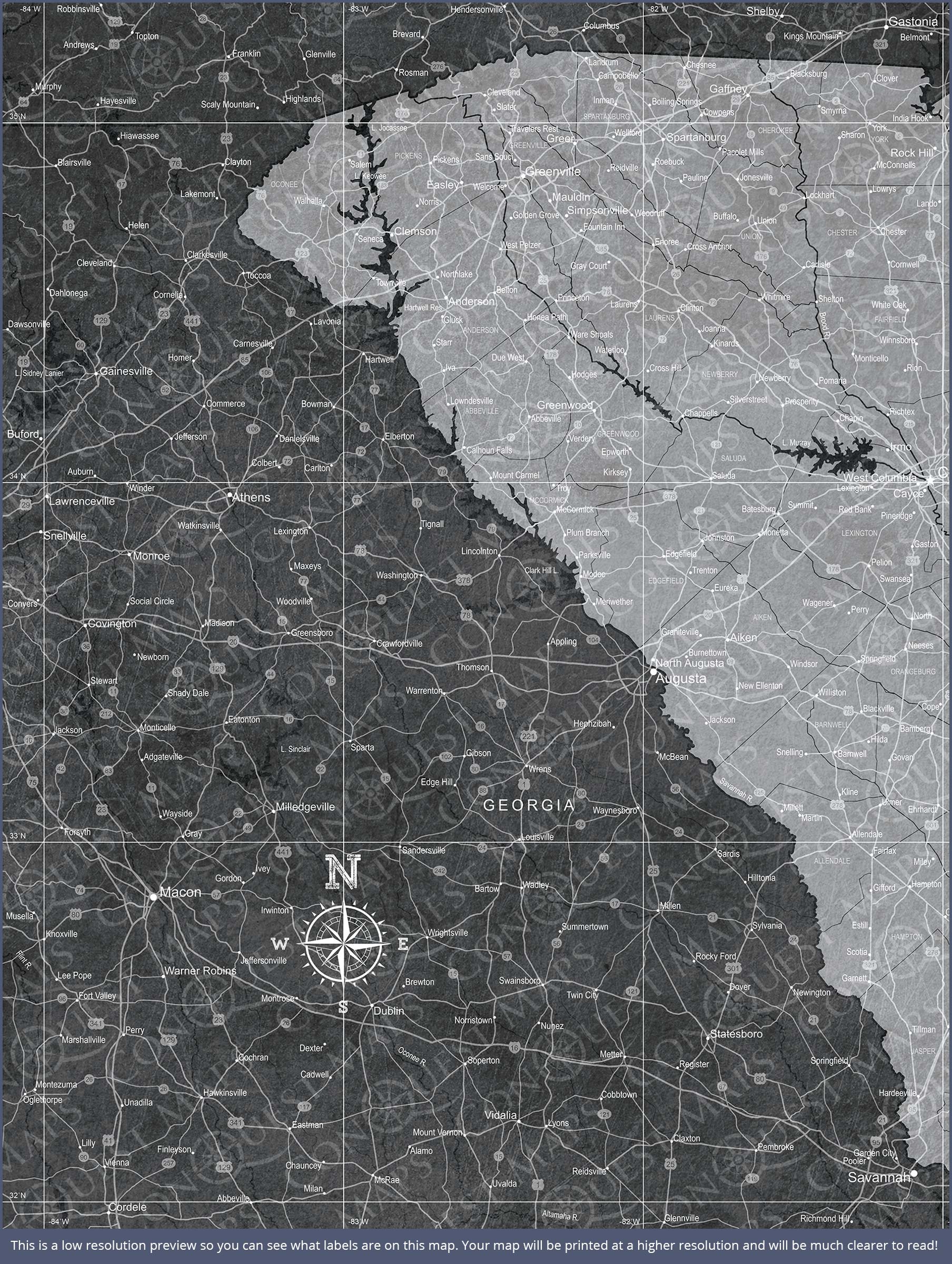 South Carolina Map Poster - Modern Slate CM Poster