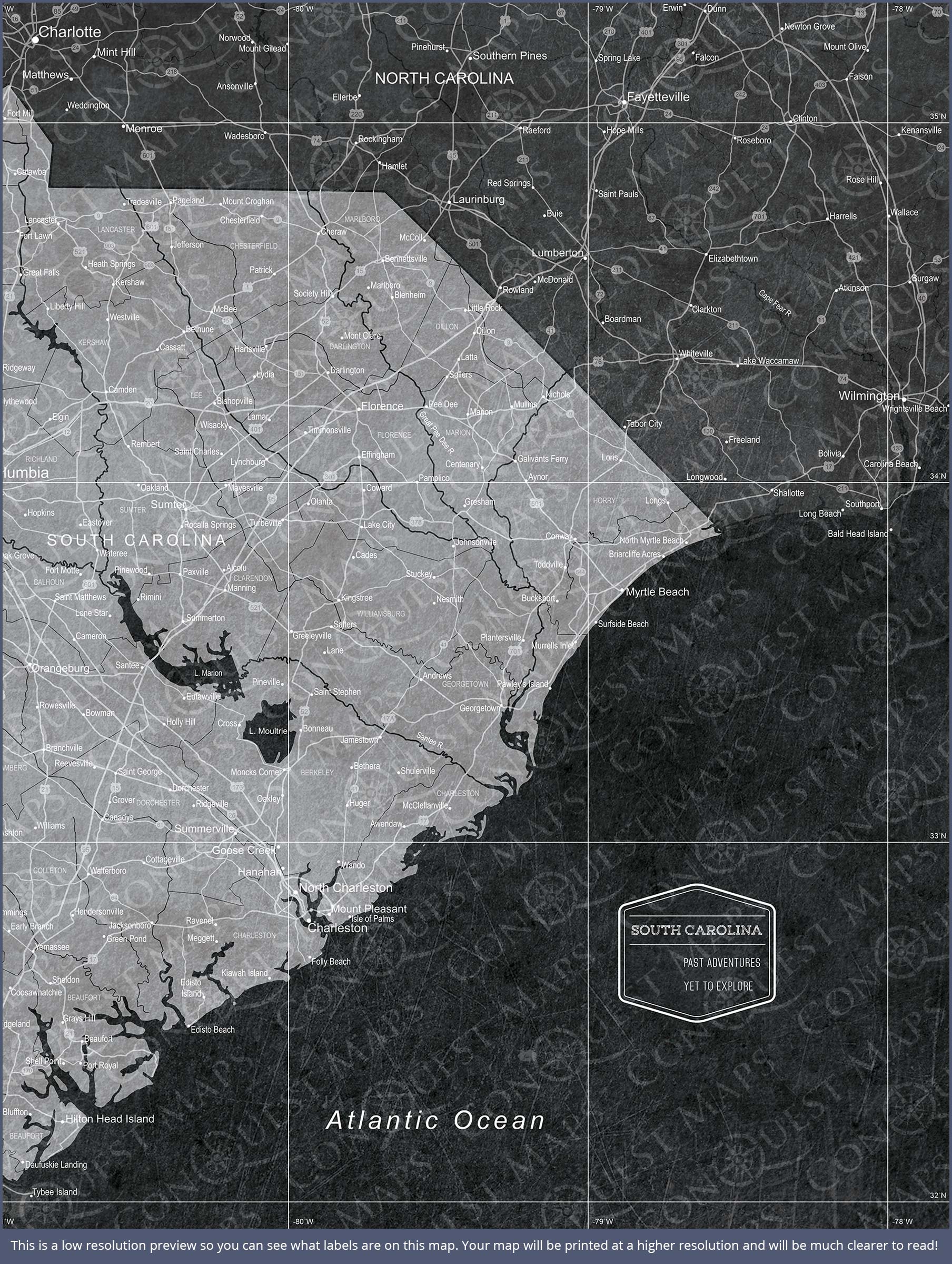 Push Pin South Carolina Map (Pin Board) - Modern Slate CM Pin Board