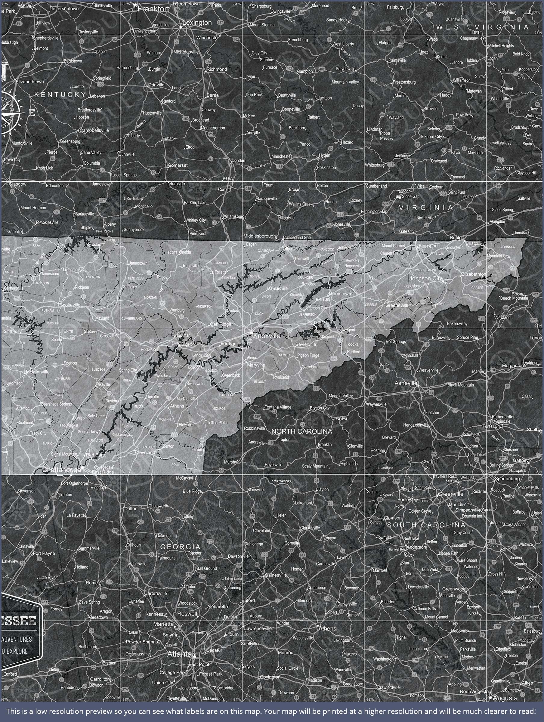 Tennessee Map Poster - Modern Slate CM Poster