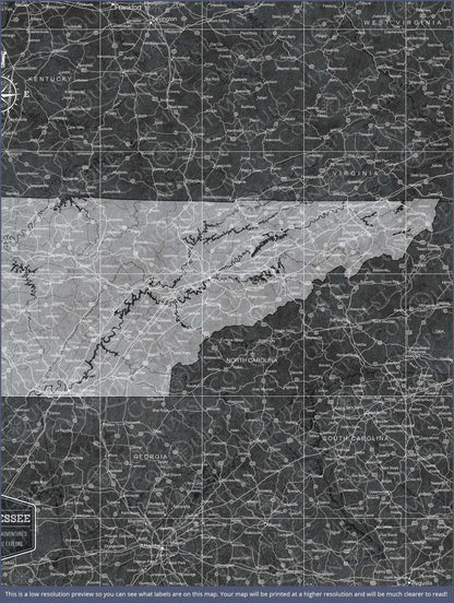 Push Pin Tennessee Map (Pin Board) - Modern Slate CM Pin Board