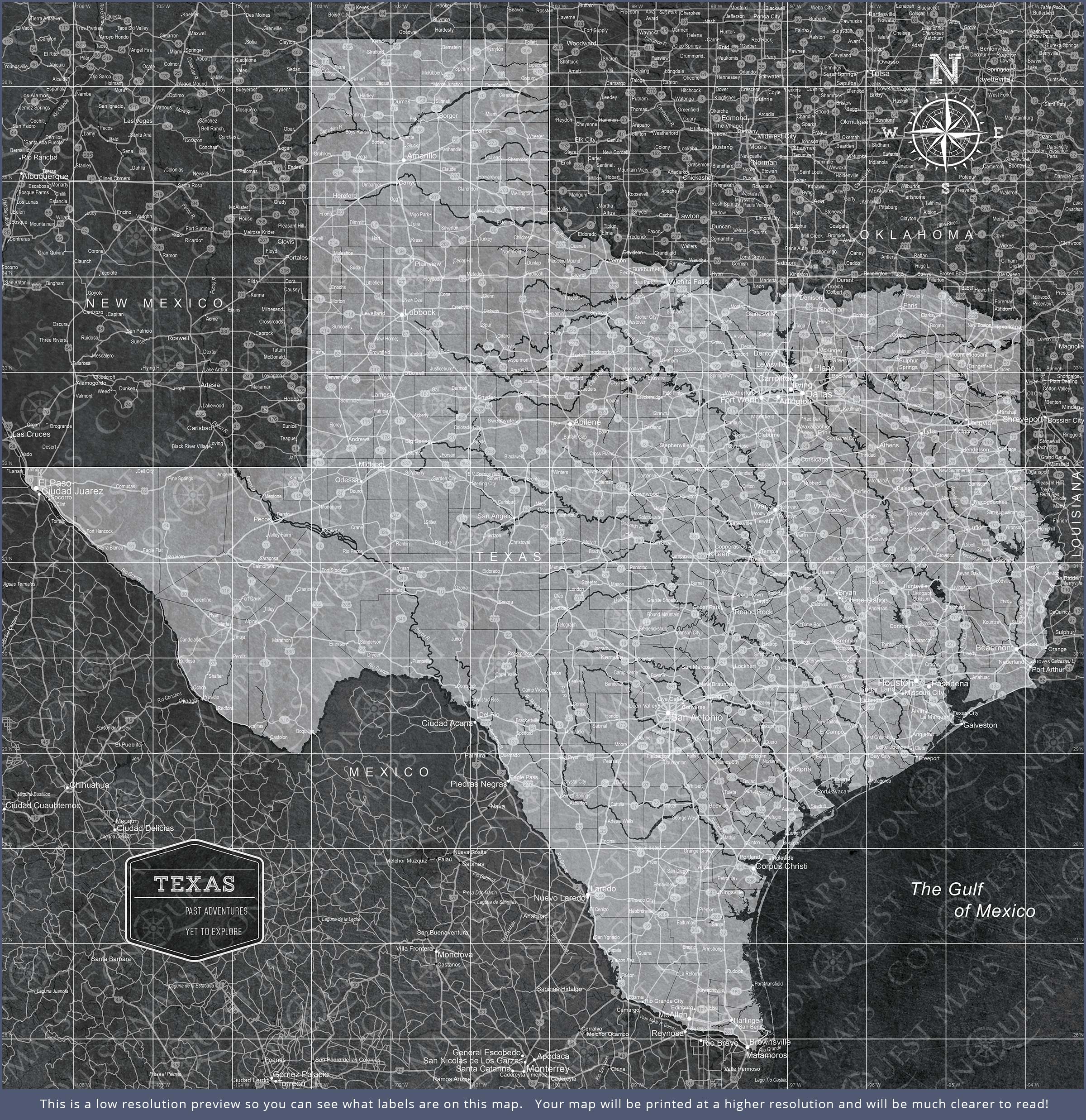 Texas Map Poster - Modern Slate CM Poster