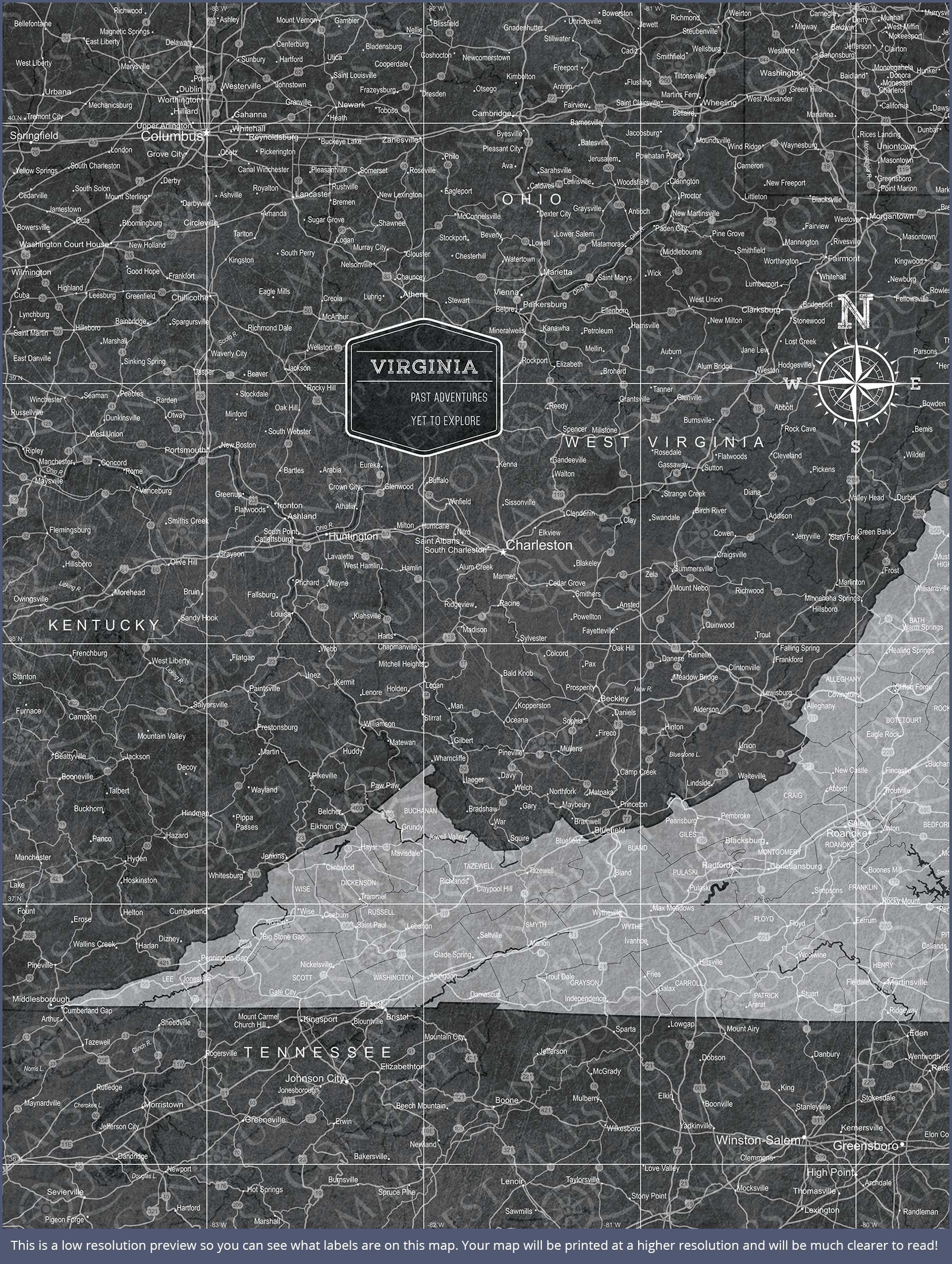 Virginia Map Poster - Modern Slate CM Poster