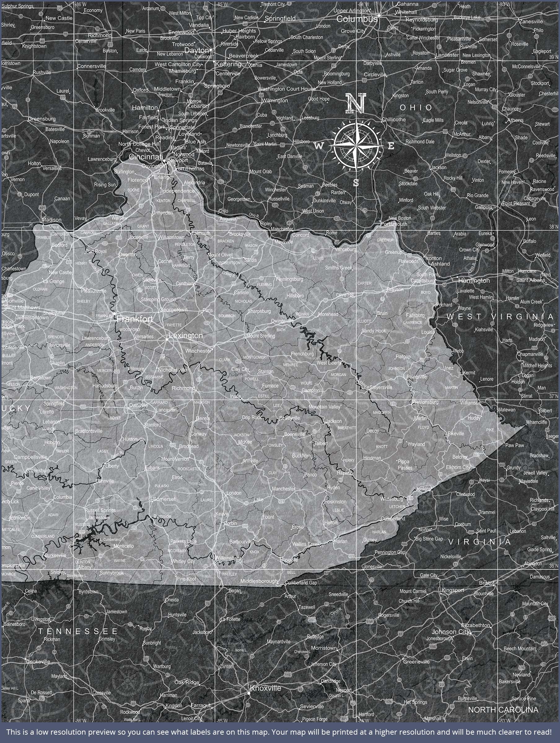 Kentucky Map Poster - Modern Slate CM Poster