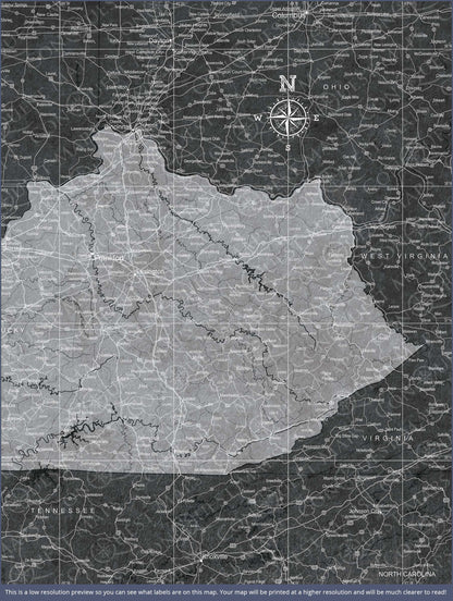 Push Pin Kentucky Map (Pin Board) - Modern Slate CM Pin Board