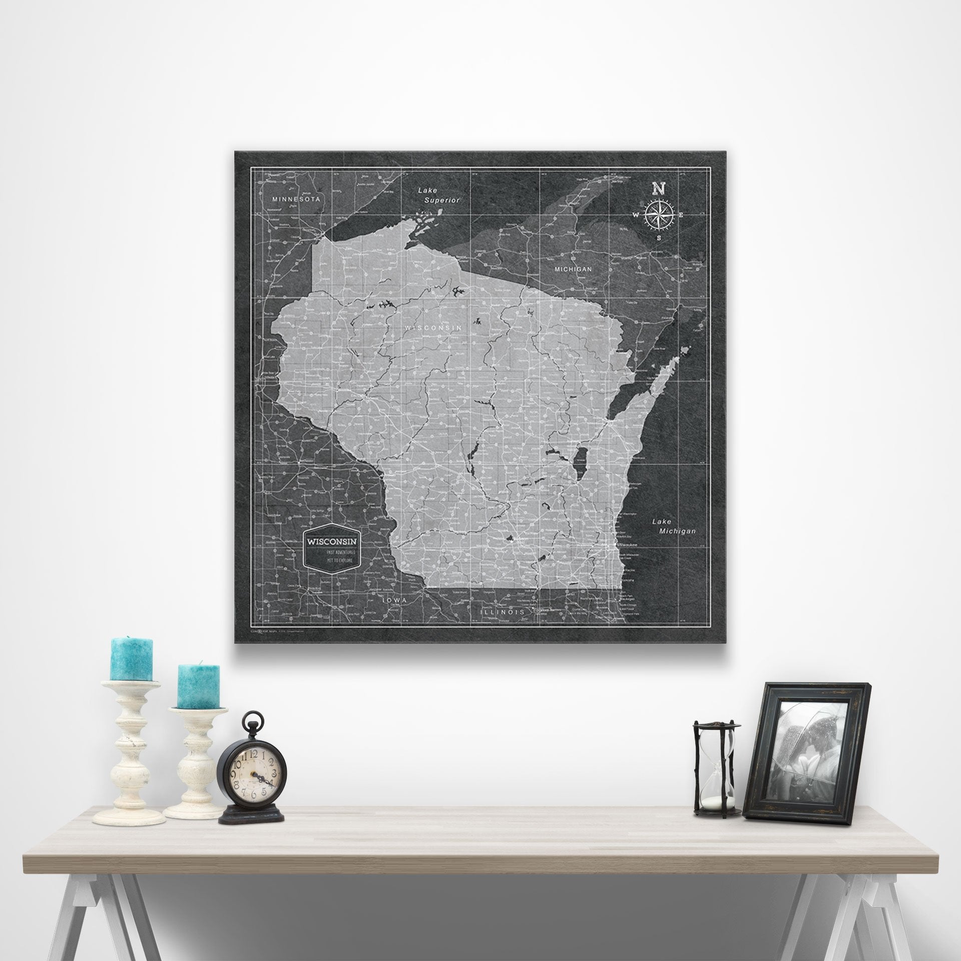 Wisconsin Map Poster - Modern Slate CM Poster