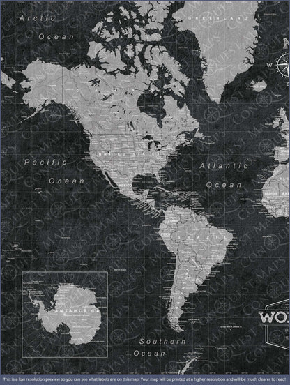 Modern Slate Push Pin World Map Bundle Conquest Maps