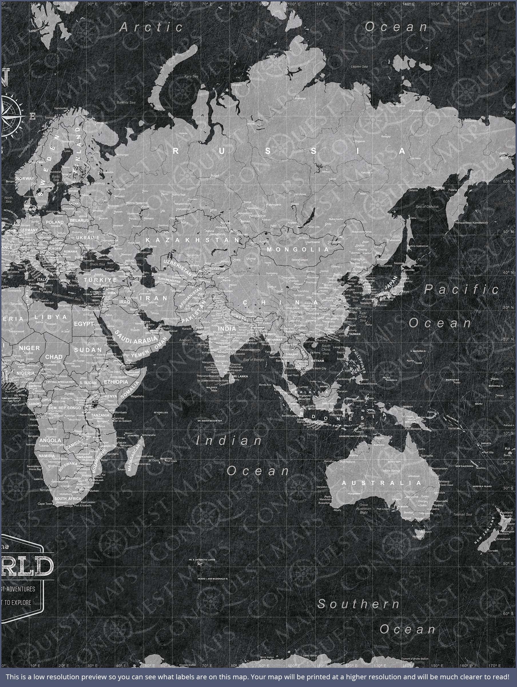 Modern Slate Push Pin World Map Bundle Conquest Maps