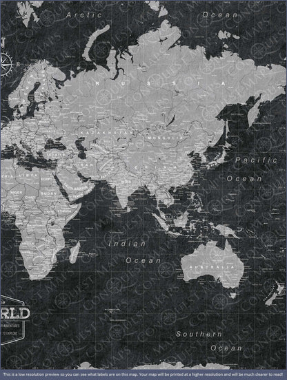 Modern Slate Push Pin World Map Bundle Conquest Maps