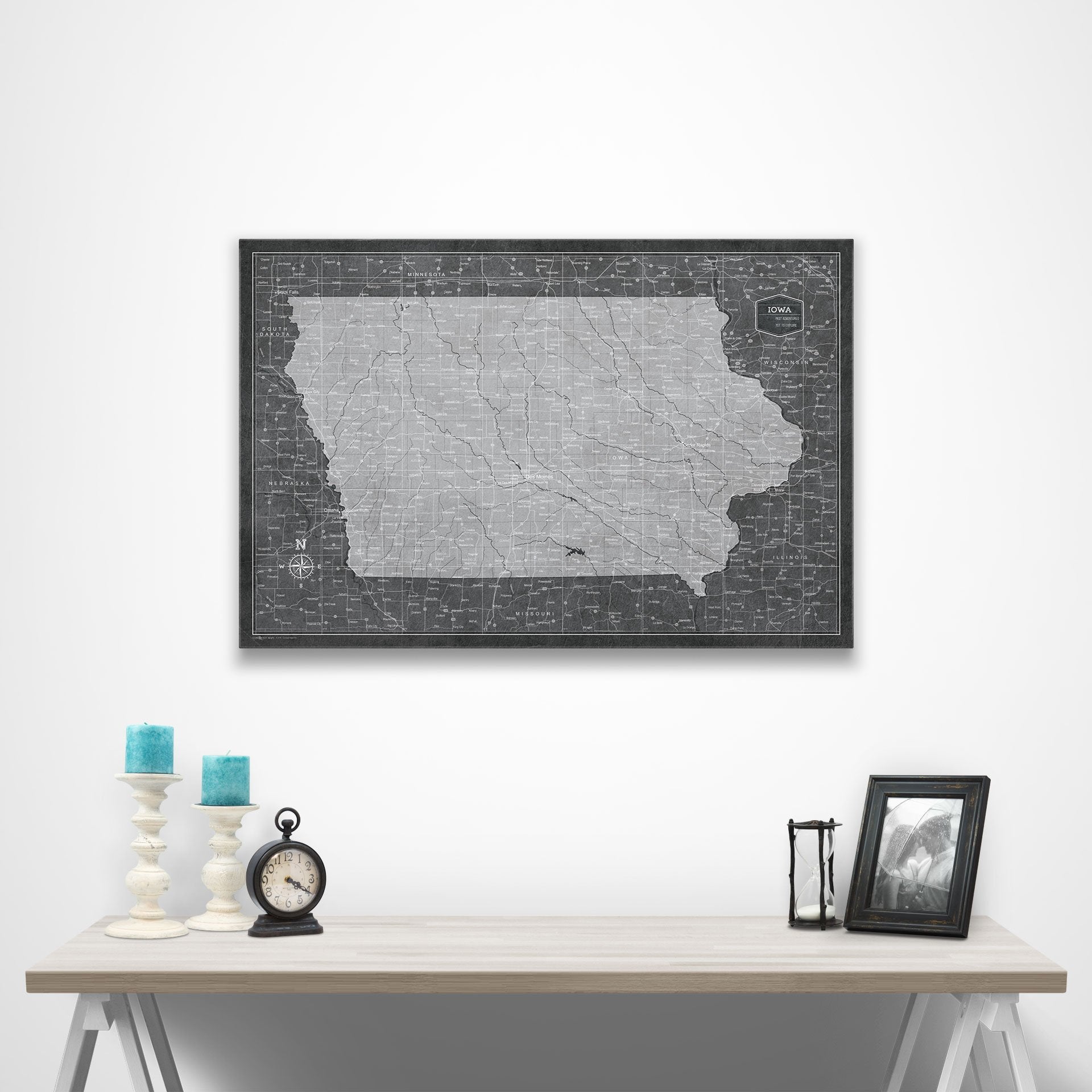 Iowa Map Poster - Modern Slate CM Poster