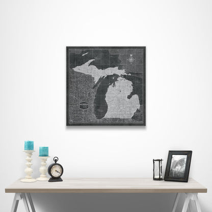 Michigan Map Poster - Modern Slate CM Poster