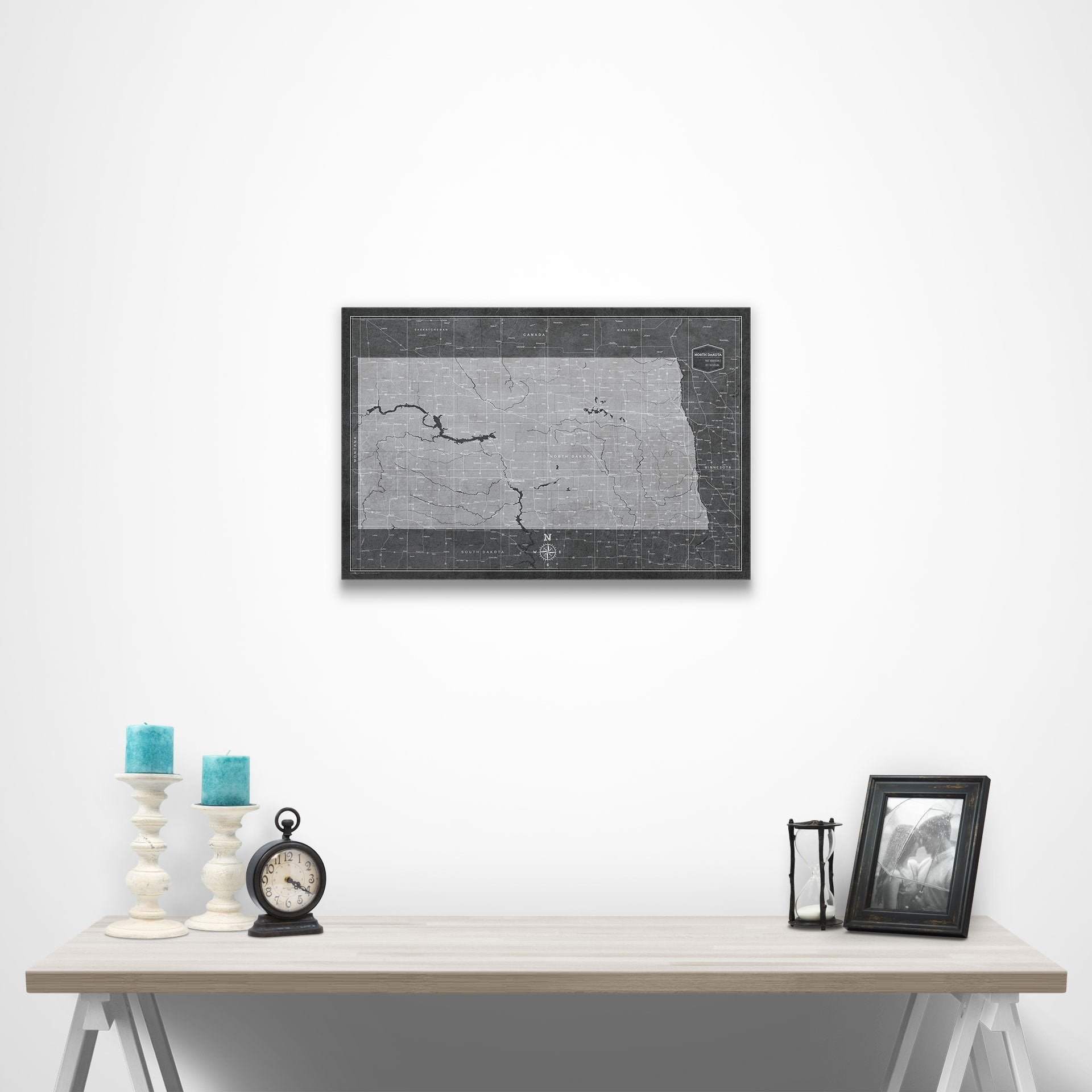 North Dakota Map Poster - Modern Slate CM Poster