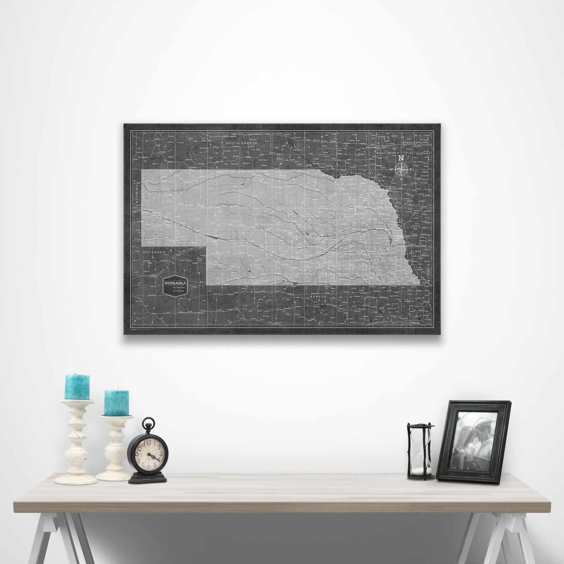 Nebraska Map Poster - Modern Slate CM Poster