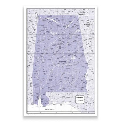 Push Pin Alabama Map (Pin Board) - Purple Color Splash CM Pin Board