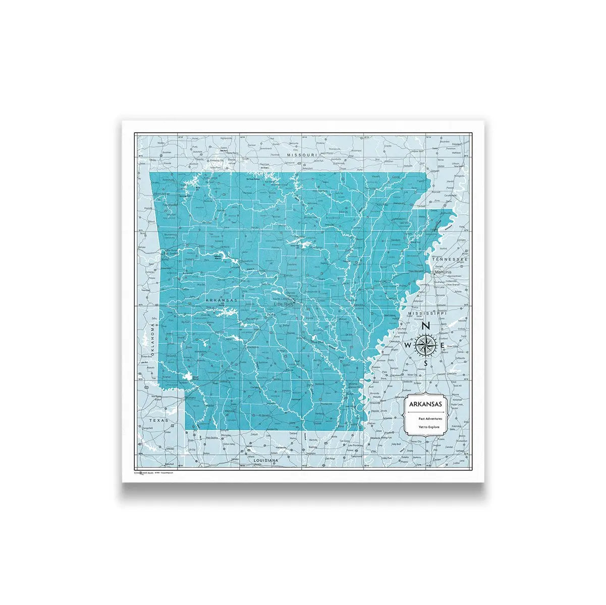 Push Pin Arkansas Map (Pin Board) - Teal Color Splash CM Pin Board