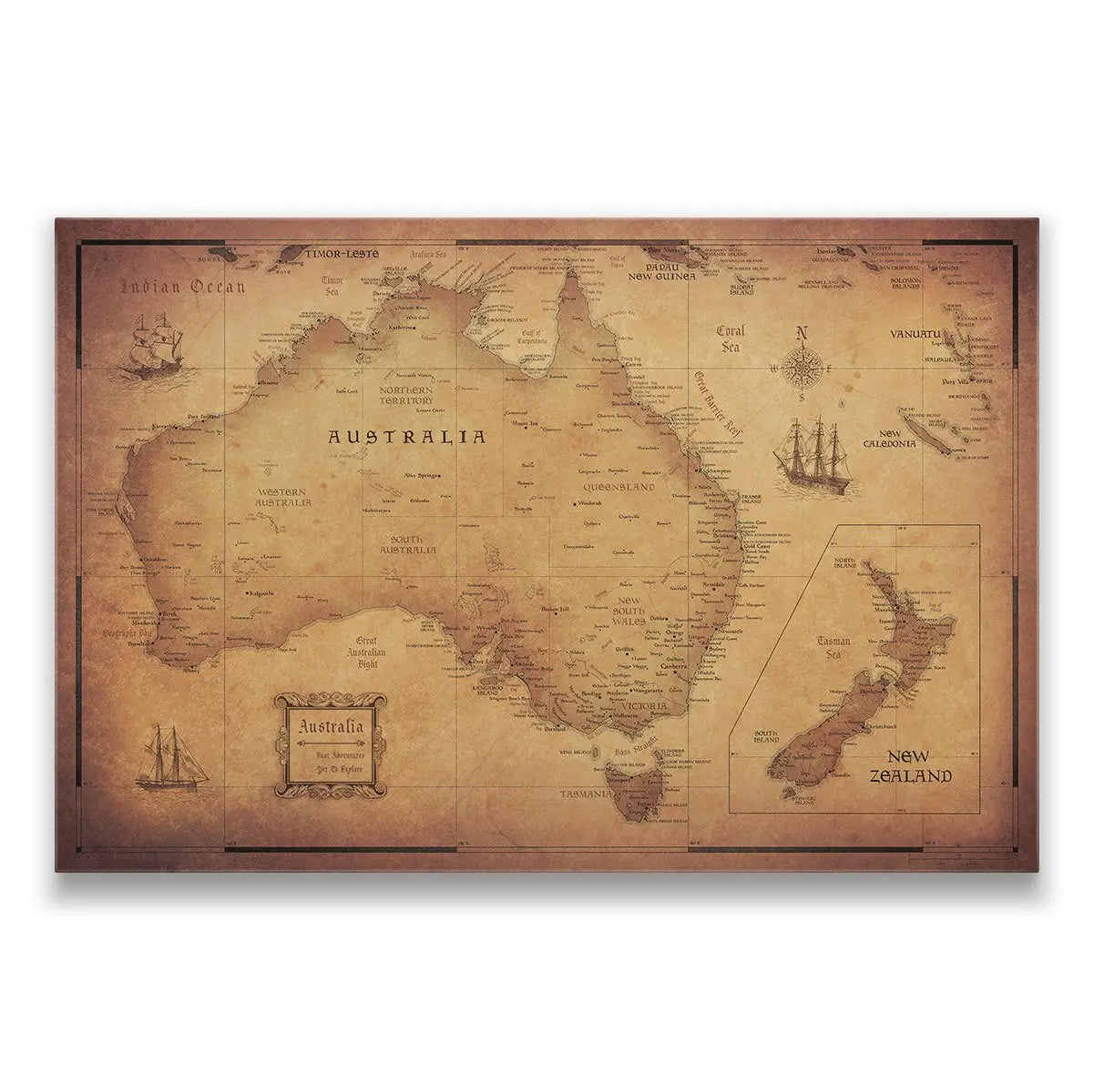 Push Pin Australia Map (Pin Board) - Golden Aged CM Pin Board