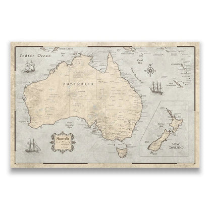 Push Pin Australia Map (Pin Board) - Rustic Vintage CM Pin Board