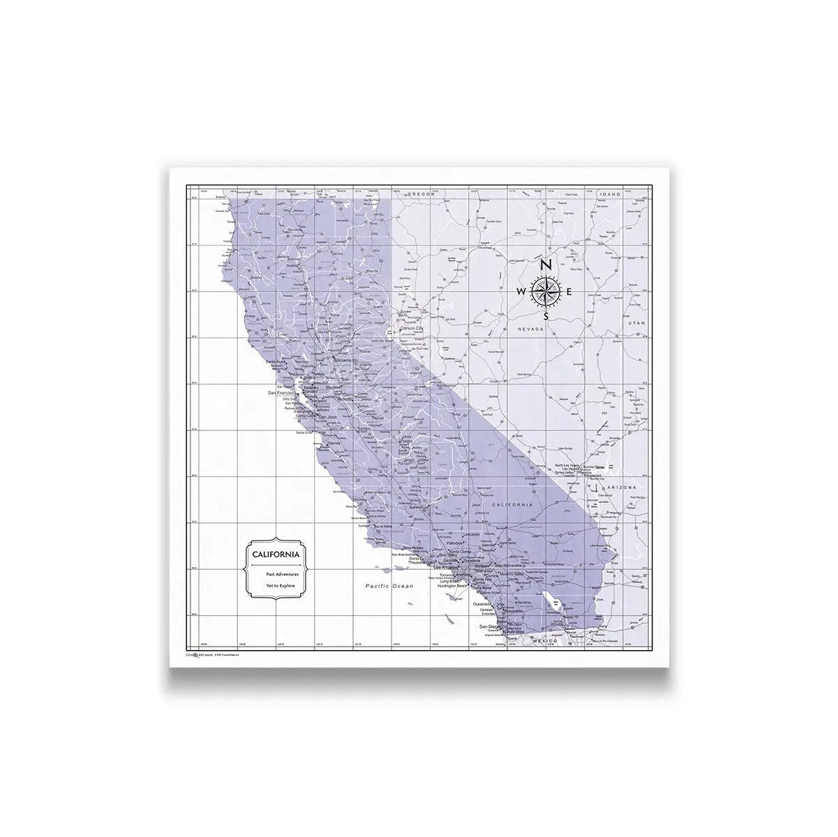 Push Pin California Map (Pin Board) - Purple Color Splash CM Pin Board