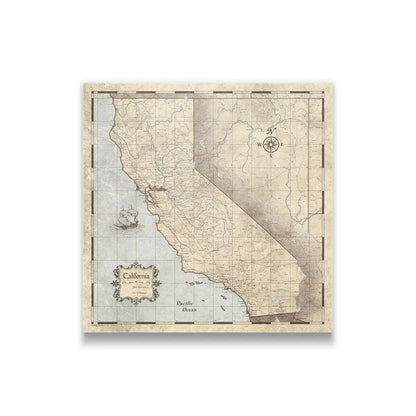 Push Pin California Map (Pin Board) - Rustic Vintage CM Pin Board