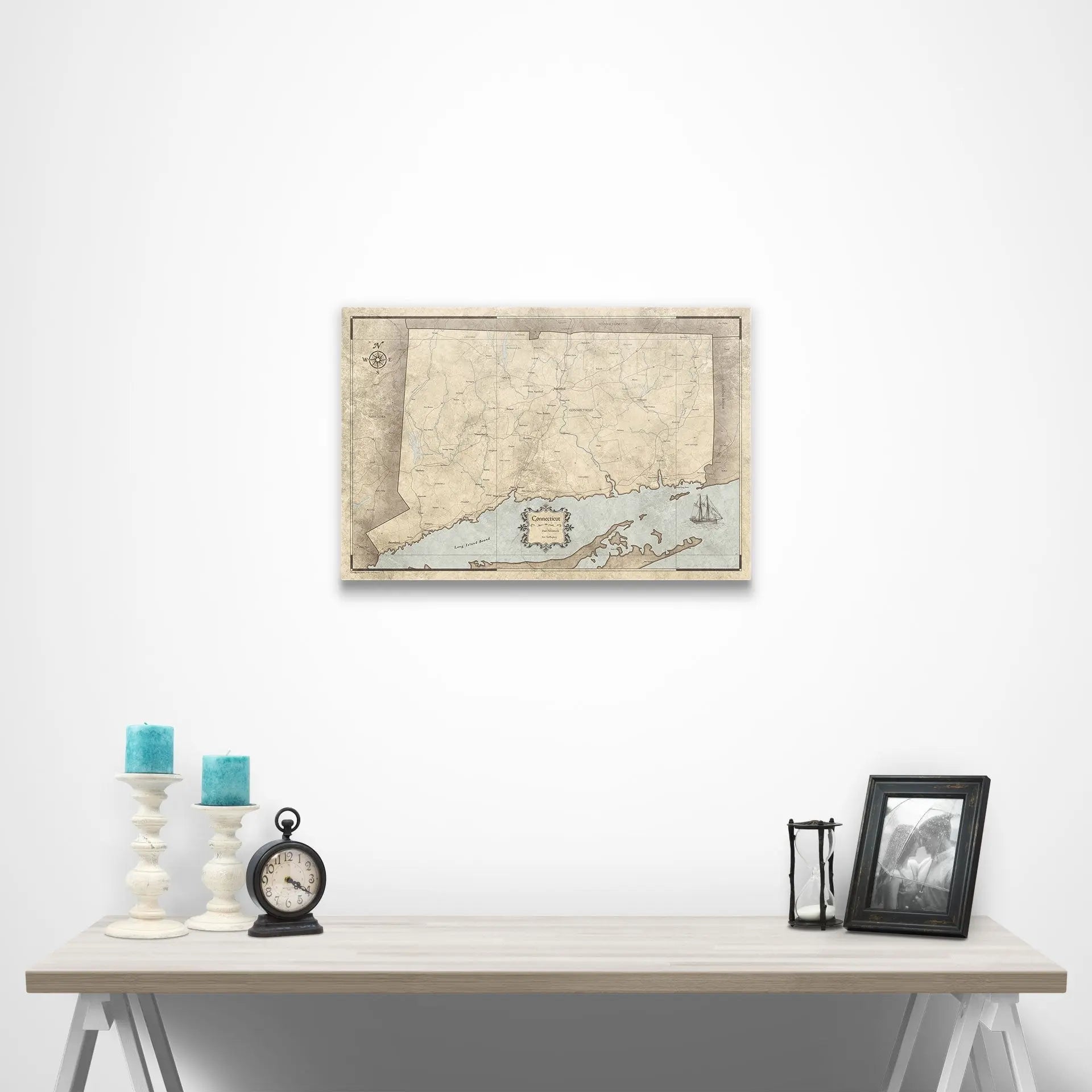 Connecticut Map Poster - Rustic Vintage CM Poster