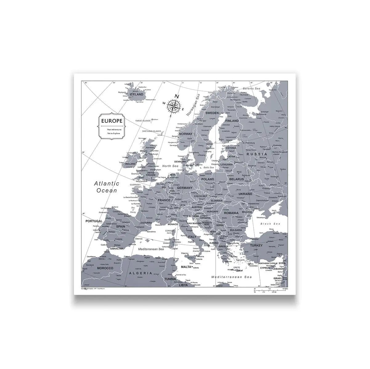 Push Pin Europe Map (Pin Board) - Dark Gray Color Splash CM Pin Board