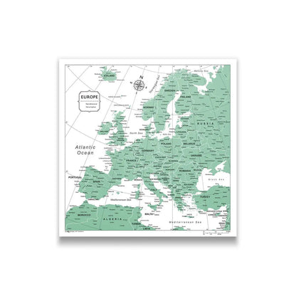 Push Pin Europe Map (Pin Board) - Green Color Splash CM Pin Board