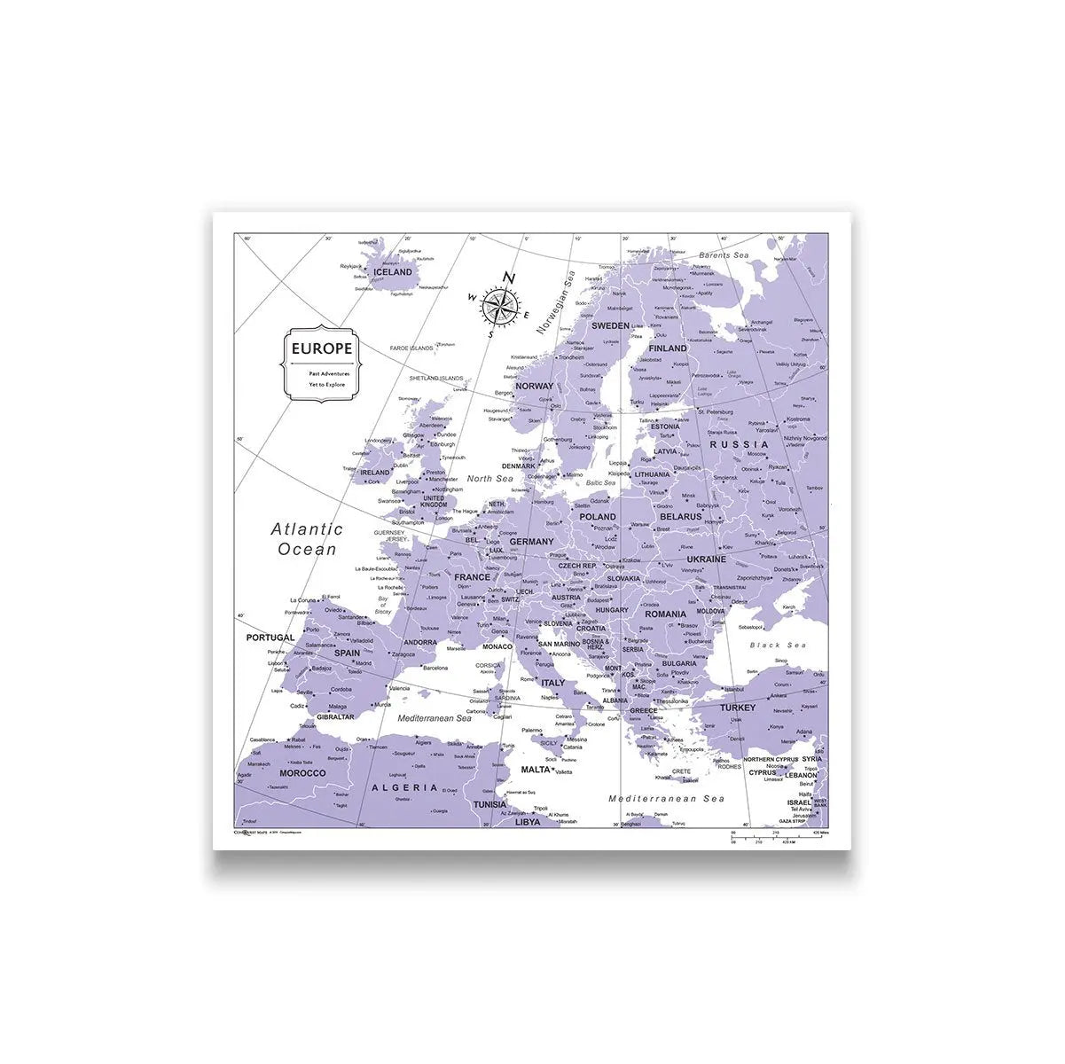 Push Pin Europe Map (Pin Board) - Purple Color Splash CM Pin Board