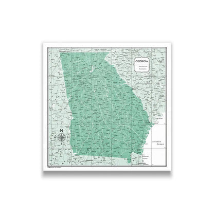 Georgia Map Poster - Green Color Splash CM Poster