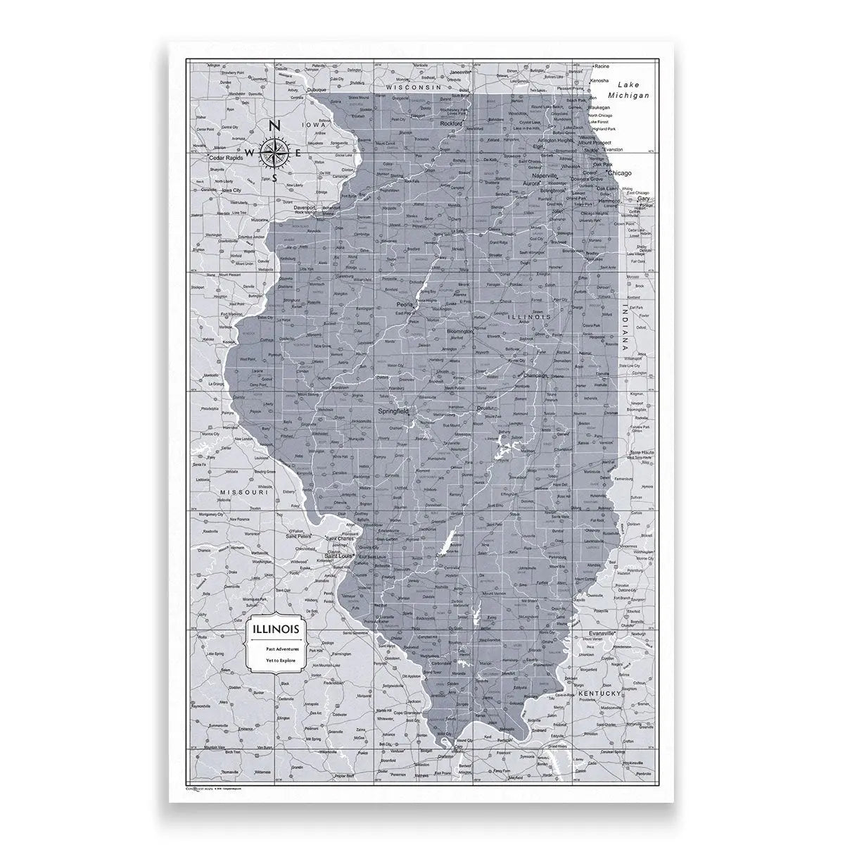 Illinois Map Poster - Dark Gray Color Splash CM Poster