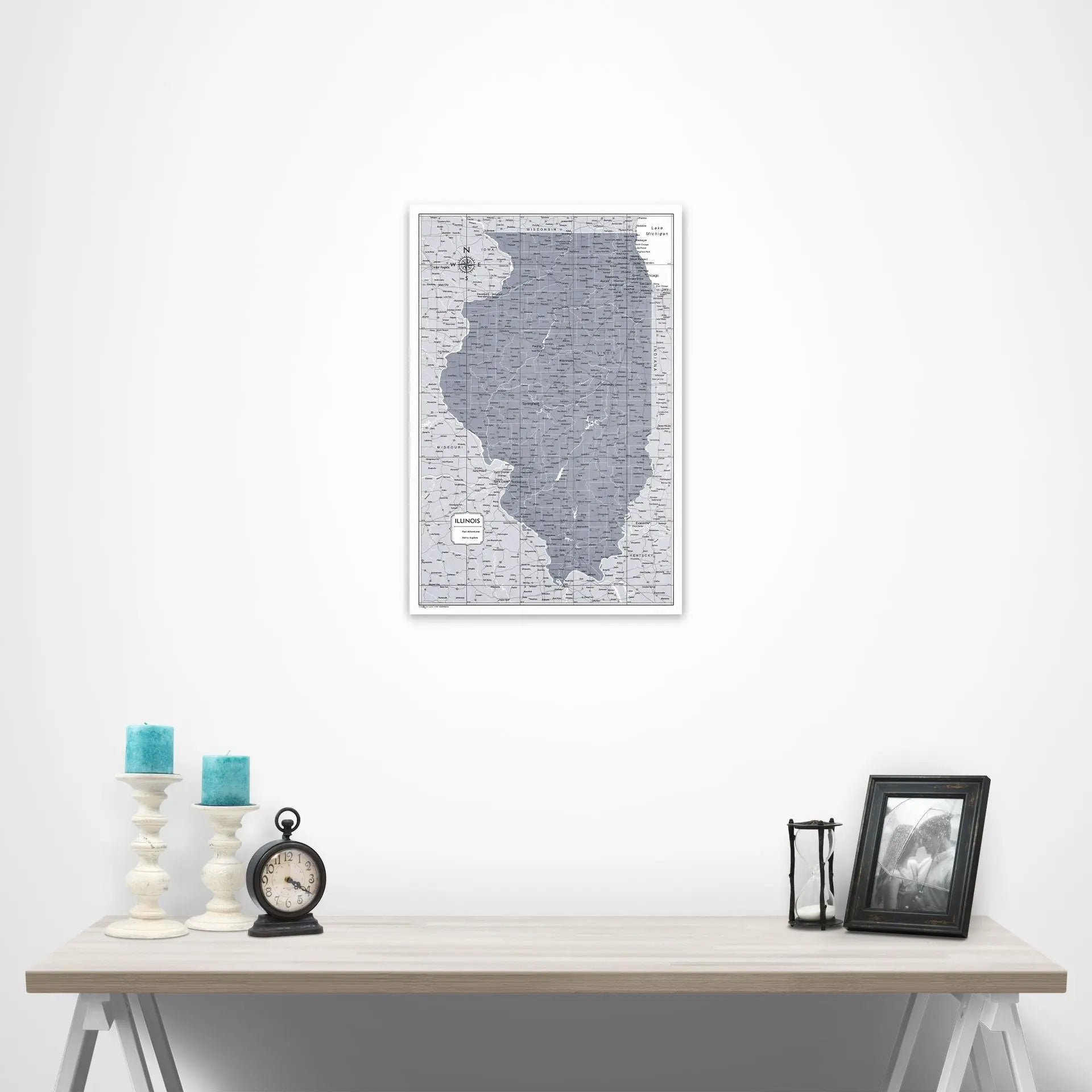 Illinois Map Poster - Dark Gray Color Splash CM Poster