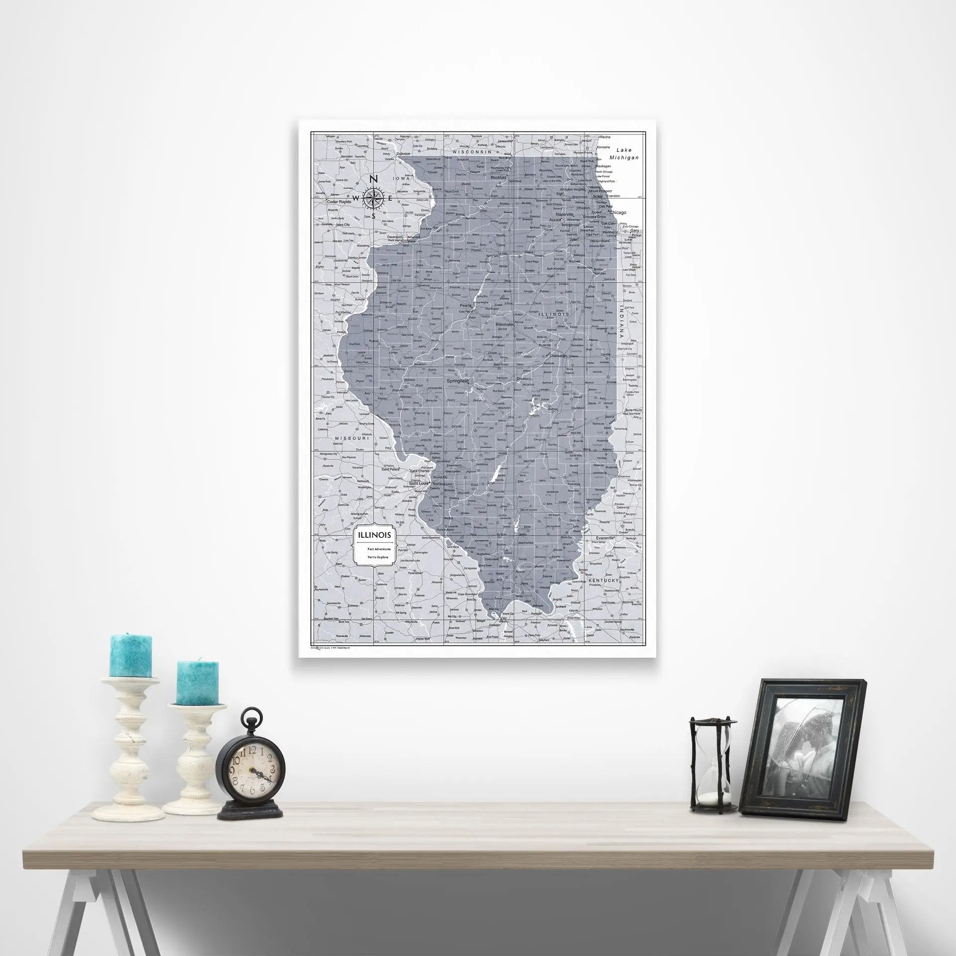 Illinois Map Poster - Dark Gray Color Splash CM Poster